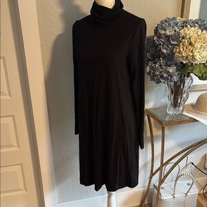 Karen Kane minimalist lightweight jersey knit Black Turtleneck Dress